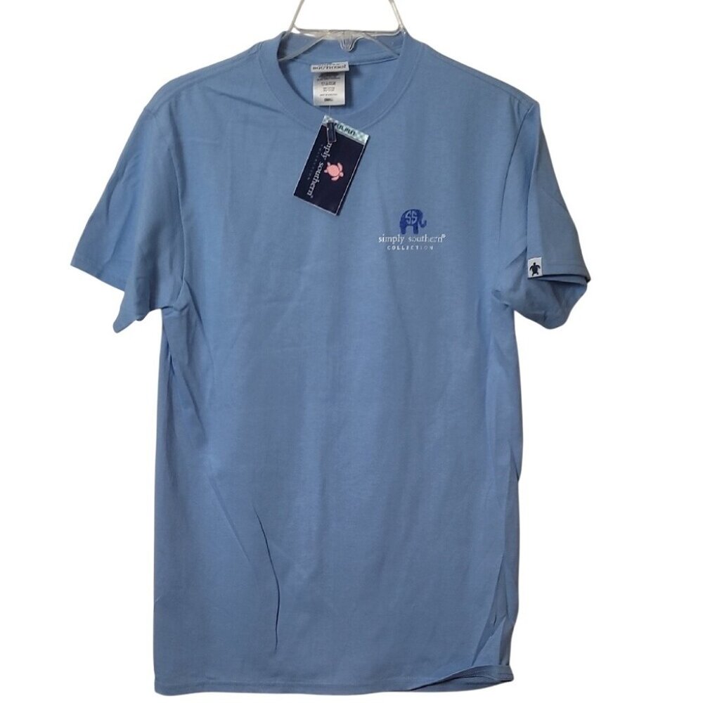 Simply Southern Womens Small Light Blue T-Shirt "Get Off My Tail" Elephant Graph - Picture 2 of 11